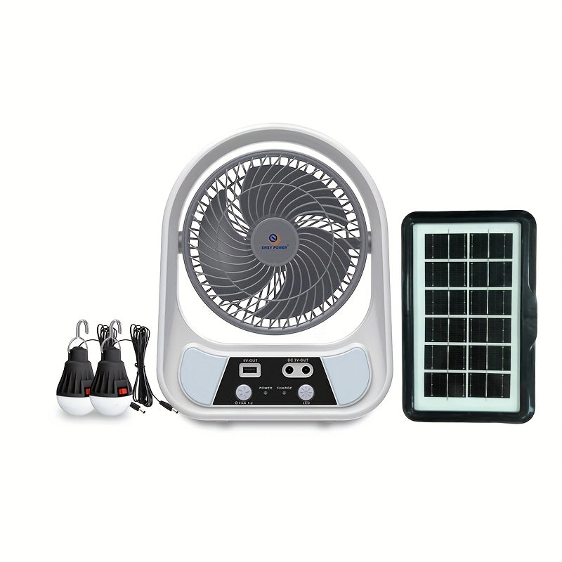 Portable Solar-Powered Fan and Night Light – Multifunctional and Rechargeable