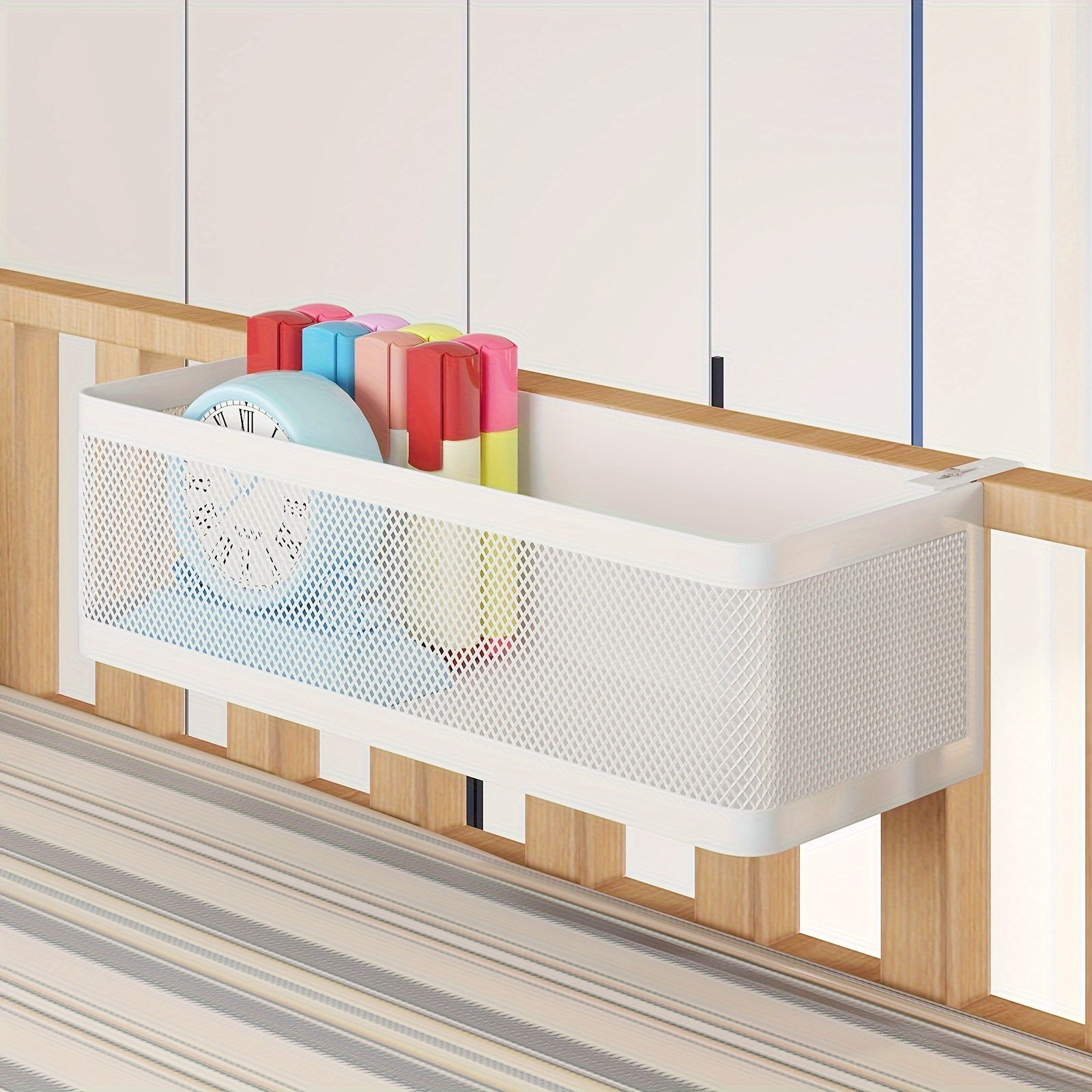 Adjustable Metal Storage Basket with Hooks - Convenient Solution for Organization