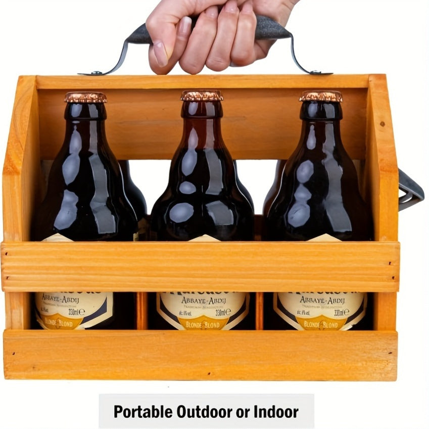 Wooden Bottle Caddy with Bottle Opener – Perfect Father's Day Gift or Corporate Gift