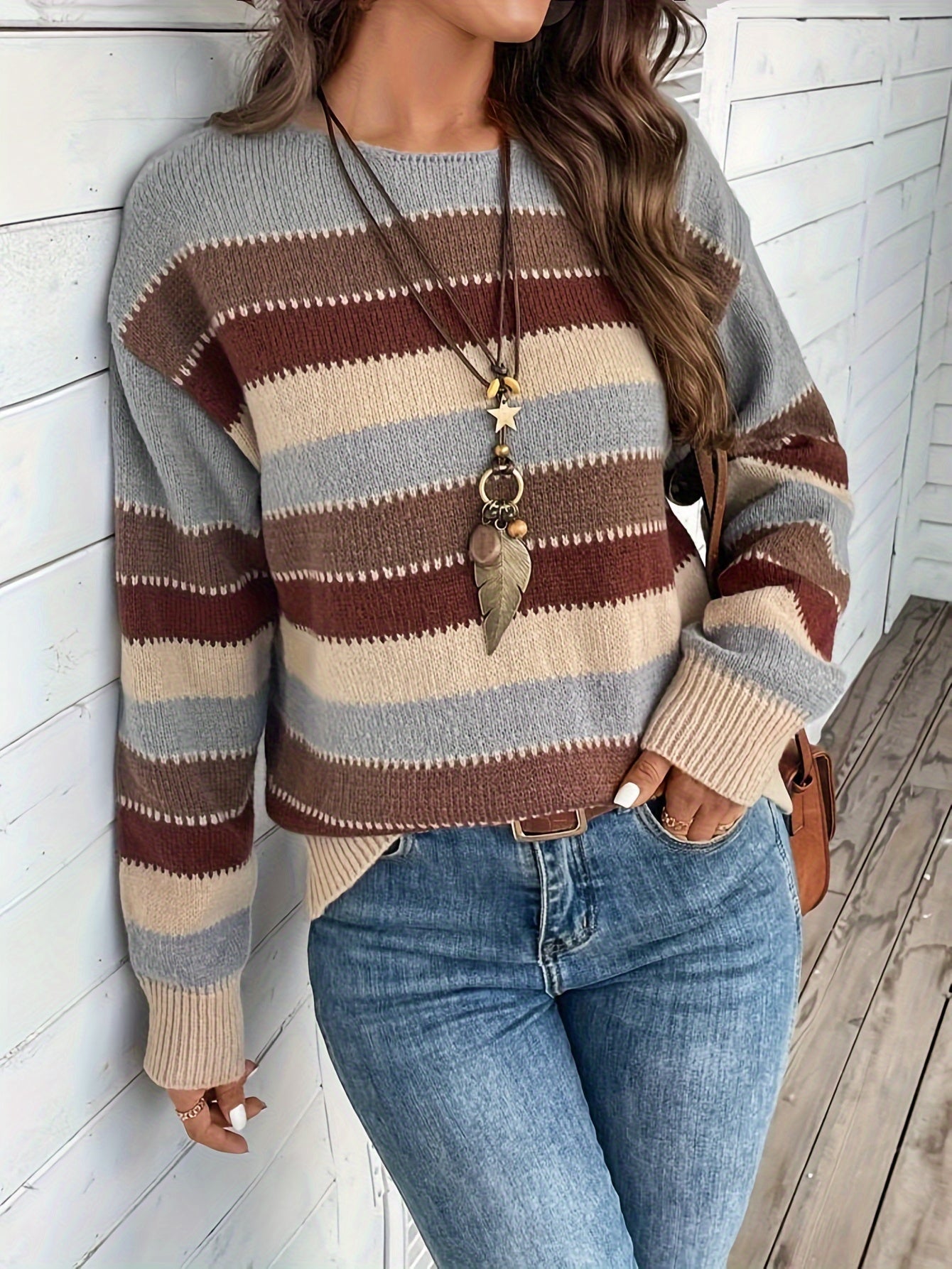 Vintage Striped Knit Jumper – Relaxed Fit with Timeless Everyday Elegance
