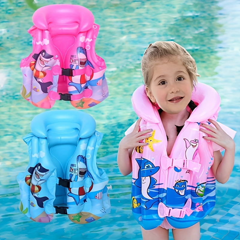 Children's Swim Vest with Shark Print – Comfortable & Safe for Swimming Fun in the Water
