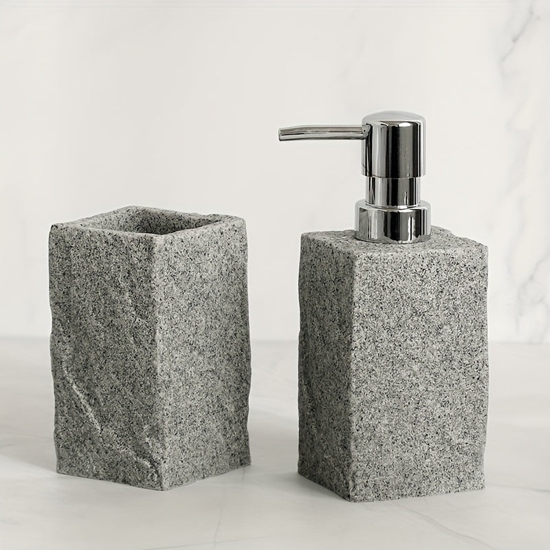 Gray Resin Bathroom Set – Luxury Set of 4 Pieces for an Elegant Bathroom