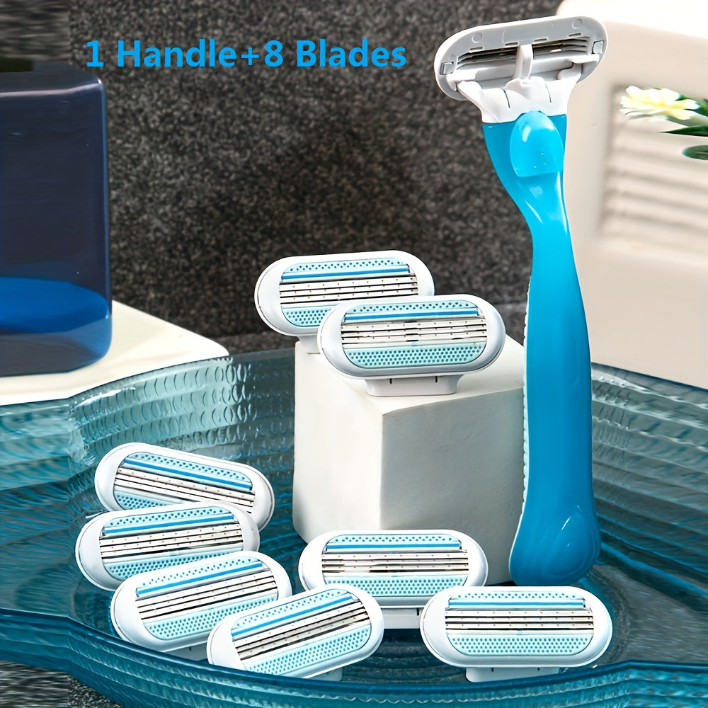 Manual Women's Razor with 8 Removable Blades – Smooth and Comfortable
