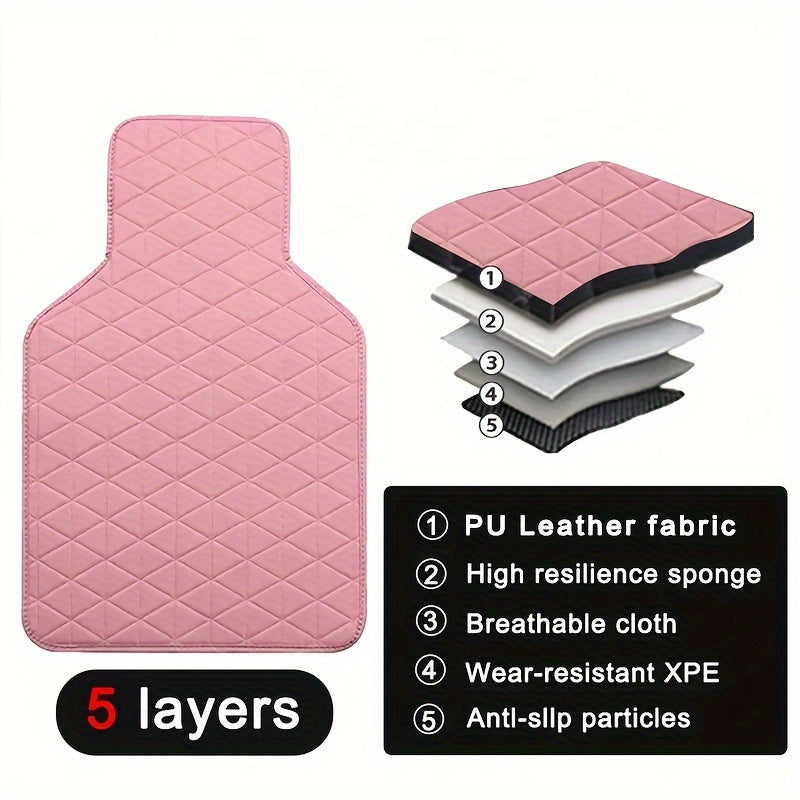 Set of 4 Waterproof PU Leather Floor Mats for Cars – Stylish and Durable