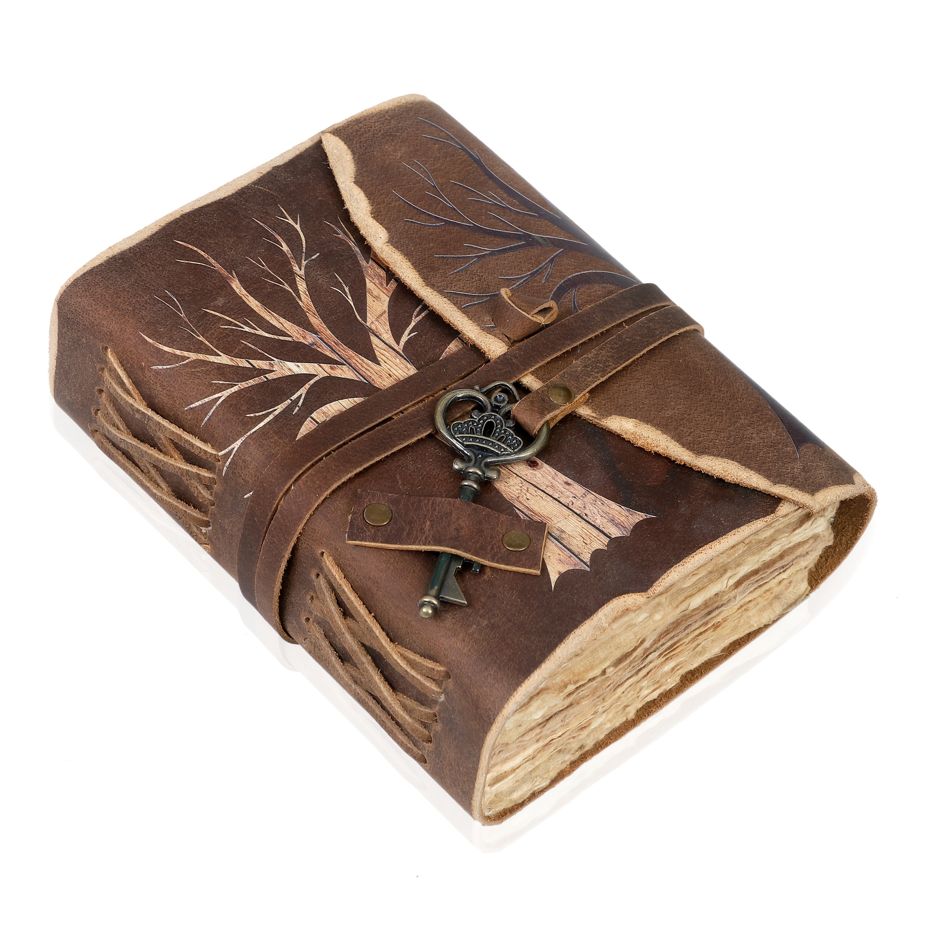 Handmade Vintage Notebook with Leather Look and Key Closure – For Creative Minds