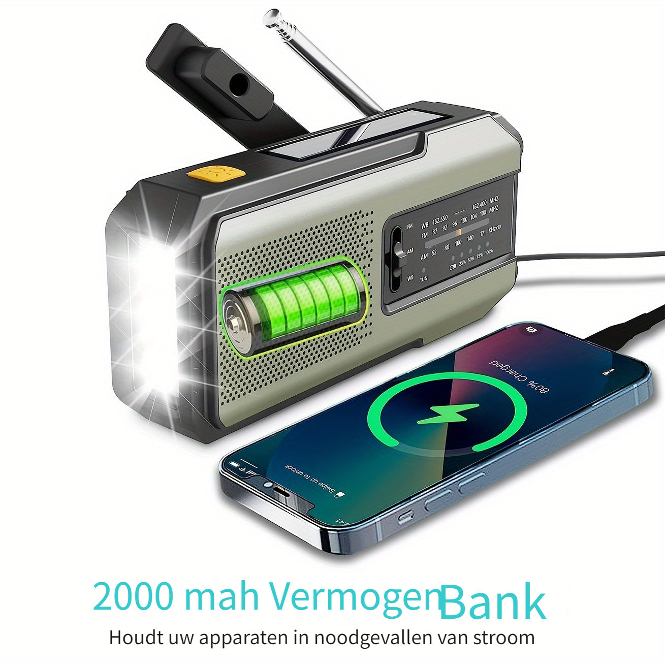 Daykit Portable AM/FM Radio – With Solar Panel and Flashlight
