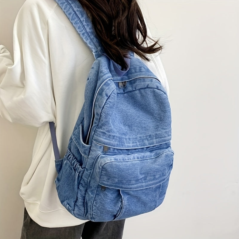 Denim Casual Backpack – Trendy and Versatile Bag for Men and Women