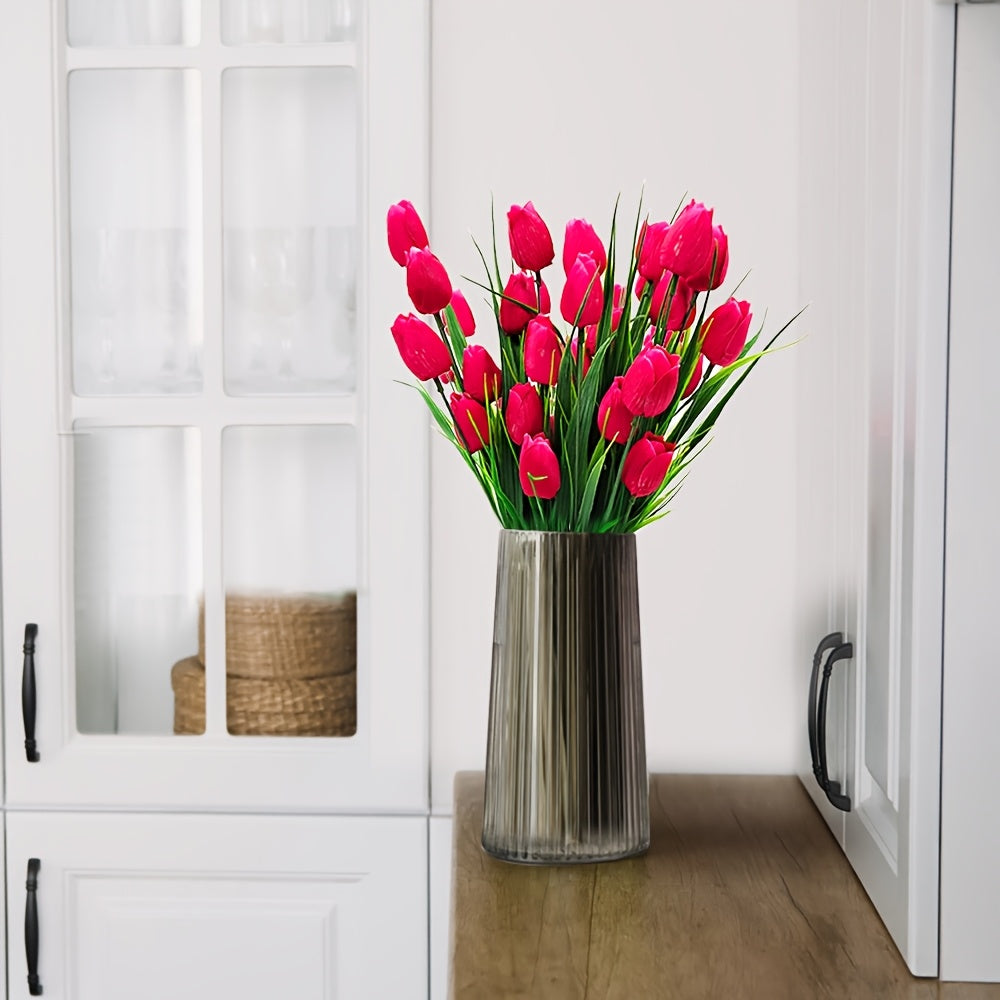 Set of 6 Bundles of Artificial Tulips – UV-Resistant and Realistic for Garden and Interior Decoration