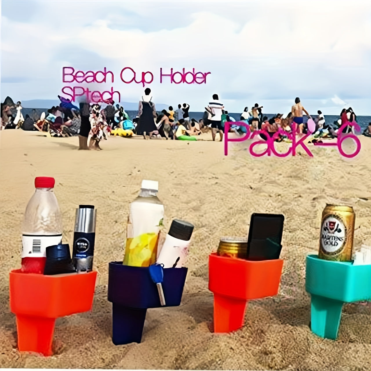 Beach Cup Holder Set – Perfect for Drinks and Snacks During Your Beach and Picnic Adventures