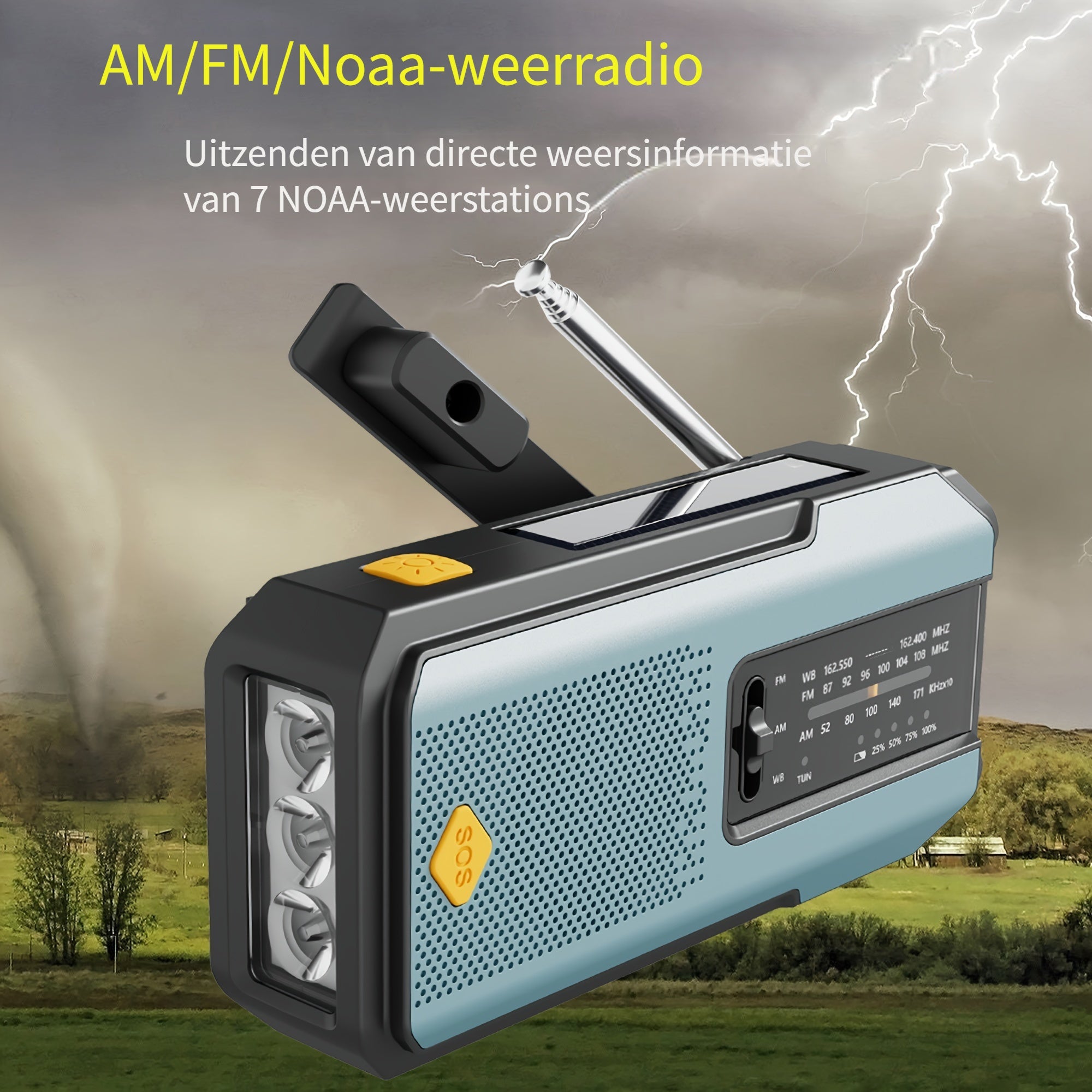 Daykit Portable AM/FM Radio – With Solar Panel and Flashlight