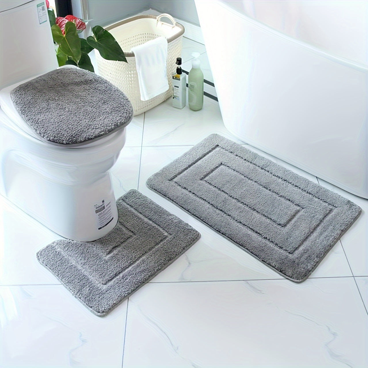 3-Piece Ultra-Fine Fiber Bathroom Rug Set – Quick-Drying and Absorbent