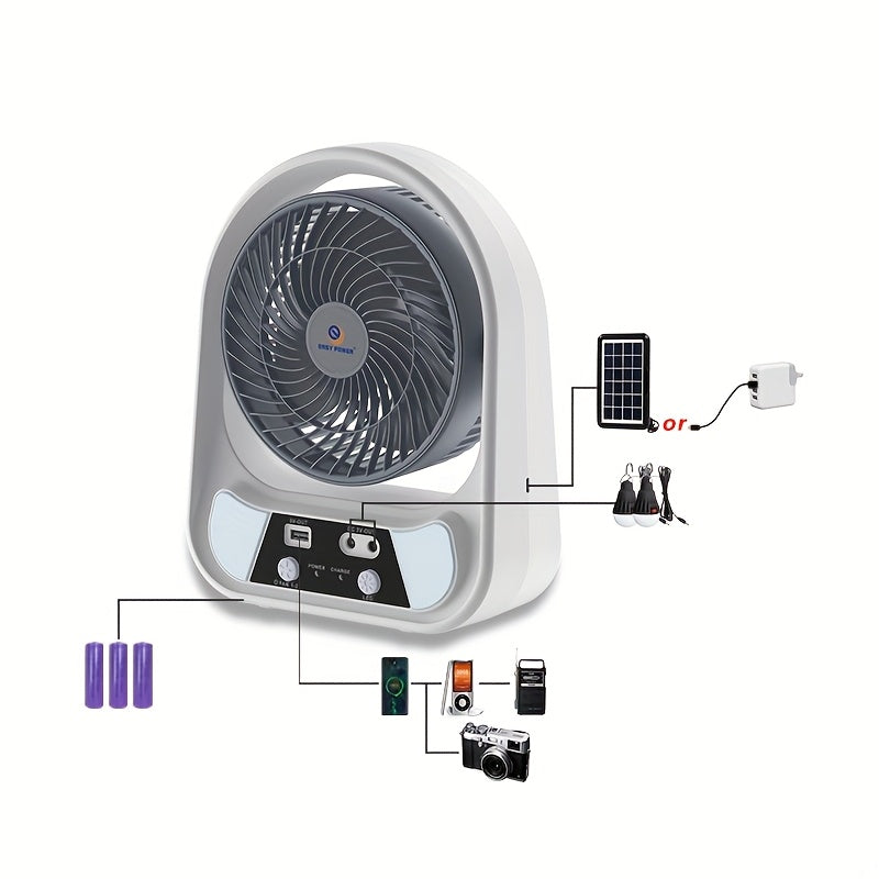 Portable Solar-Powered Fan and Night Light – Multifunctional and Rechargeable