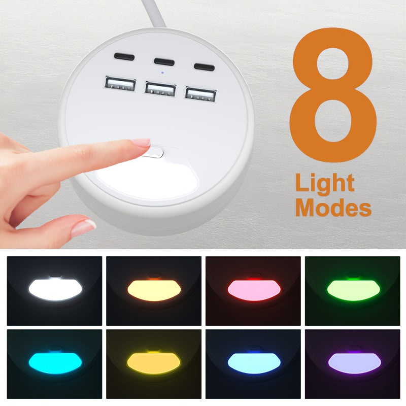Multifunctional Power Strip with USB Chargers – 3 USB-A and 3 Type-C Ports, Ideal for Home and Office