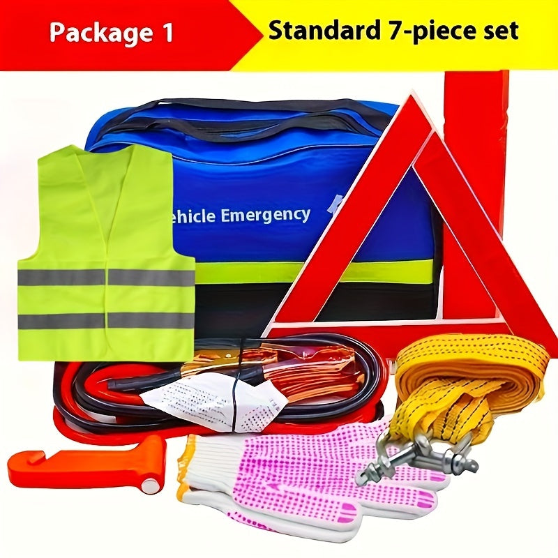 Auto Emergency Kit – Warning Triangle, Safety Vest, Cables, and More