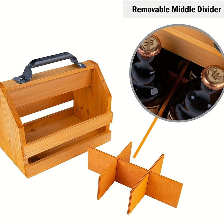 Wooden Bottle Caddy with Bottle Opener – Perfect Father's Day Gift or Corporate Gift