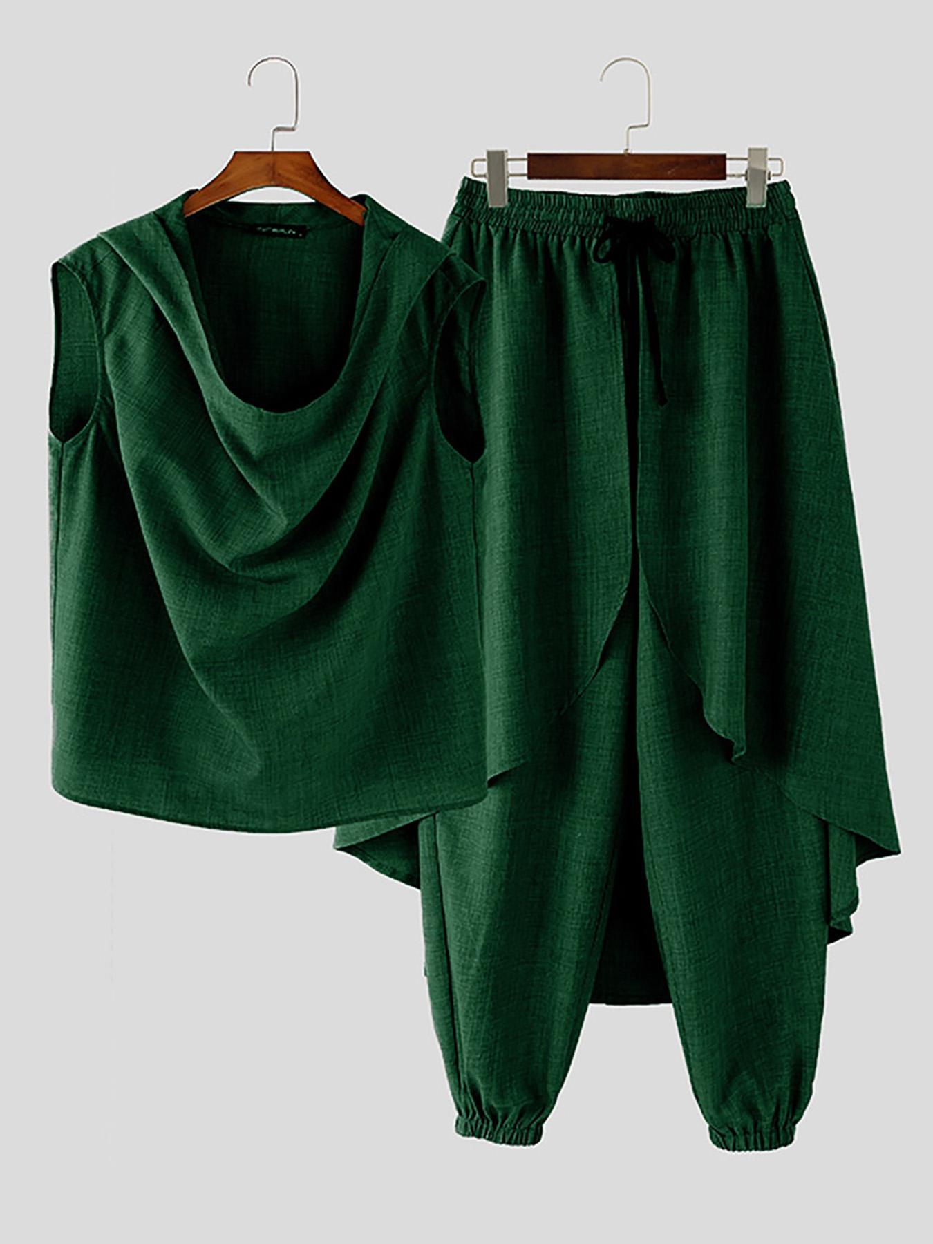 Cool Mid-Length Men's Set – Sleeveless Vest and Baggy Pants