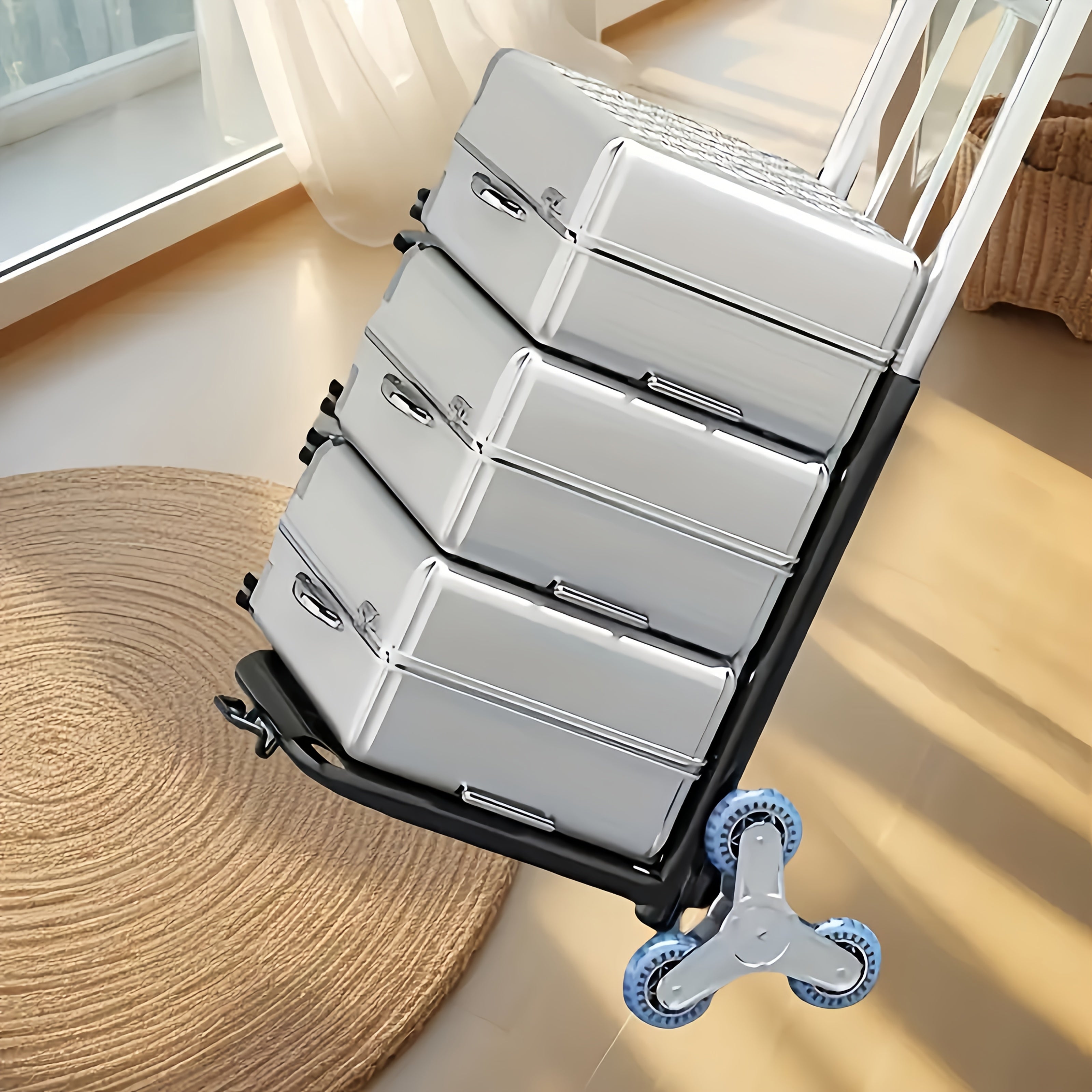 Heavy-Duty Tri-Wheel Stair Climbing Hand Truck – Portable Folding Dolly for Heavy Loads