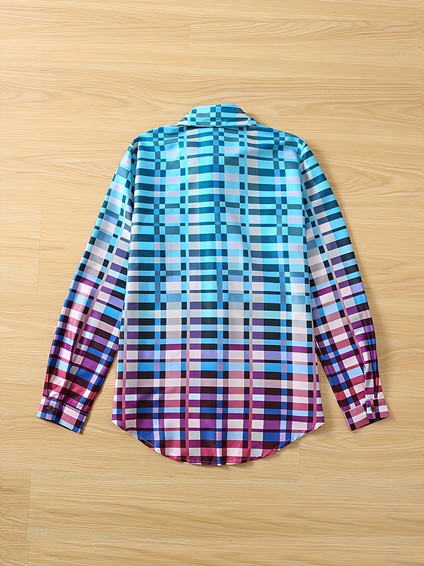 Gradient Women's Checkered Blouse – Cheerful and Stylish for Summer