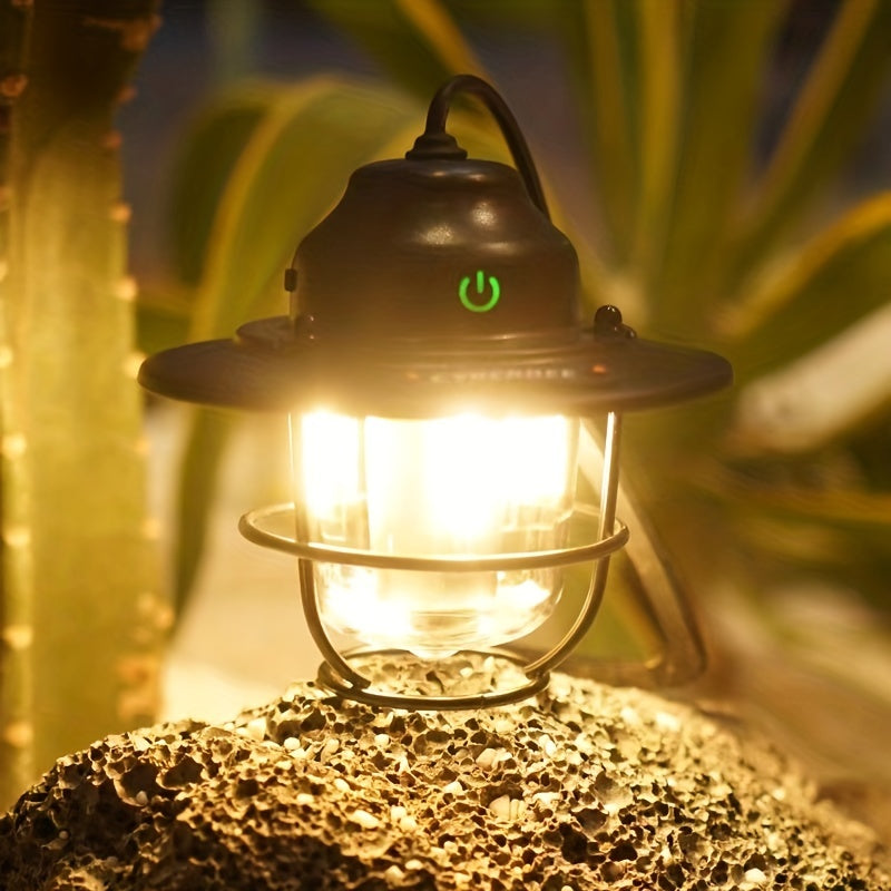 Vintage LED Camping Lantern - Rechargeable and Durable for Outdoor Adventures