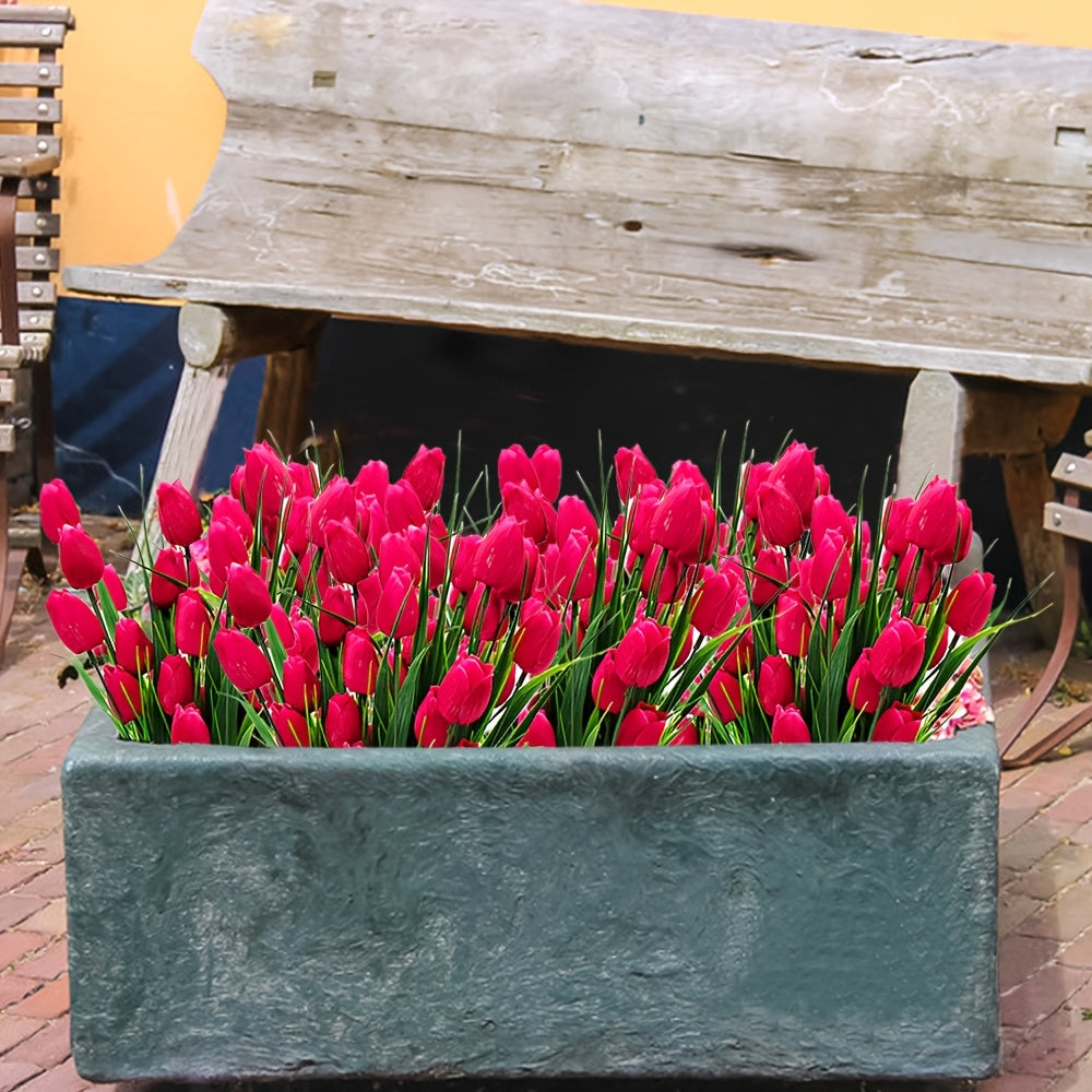 Set of 6 Bundles of Artificial Tulips – UV-Resistant and Realistic for Garden and Interior Decoration