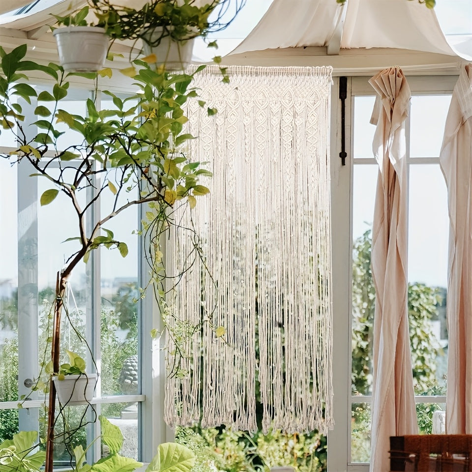 Boho Macramé Curtain – Decorative and Practical Room Divider