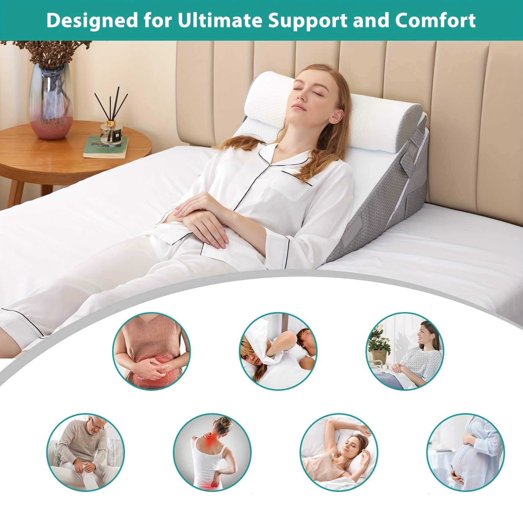 RelaxPlus Adjustable Bed Wedge Pillow – Comfort and Support for Recovery