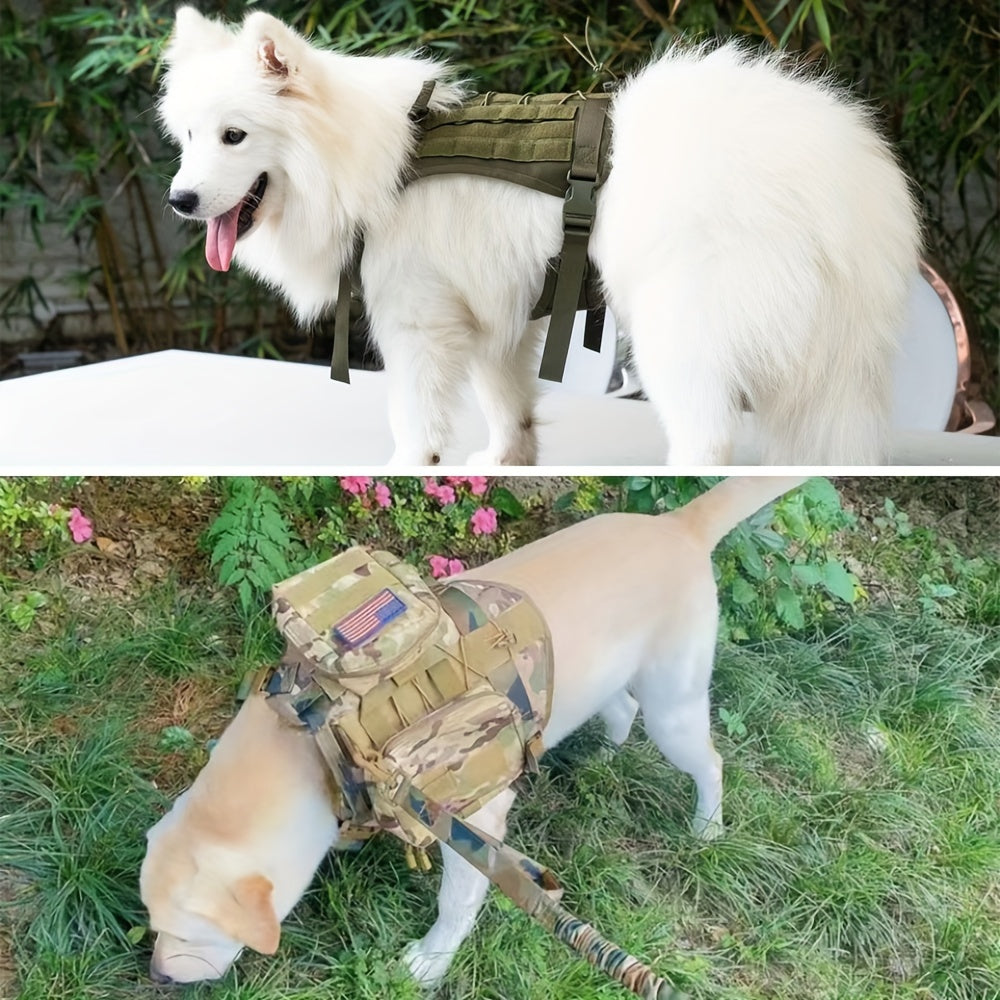 Tactical Dog Harness with Pockets – Durable Nylon Harness for Training and Adventures
