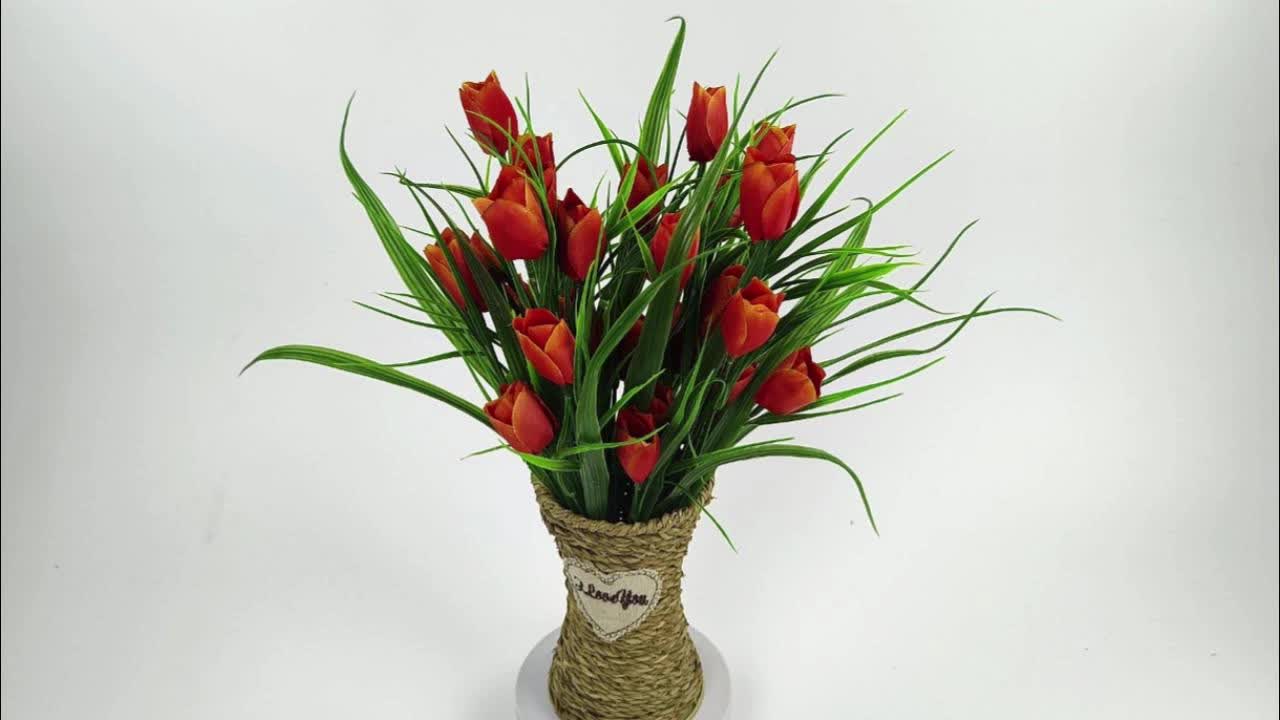Set of 6 Bundles of Artificial Tulips – UV-Resistant and Realistic for Garden and Interior Decoration