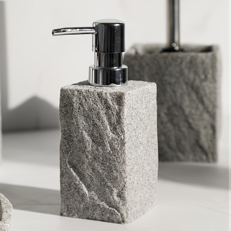 Gray Resin Bathroom Set – Luxury Set of 4 Pieces for an Elegant Bathroom