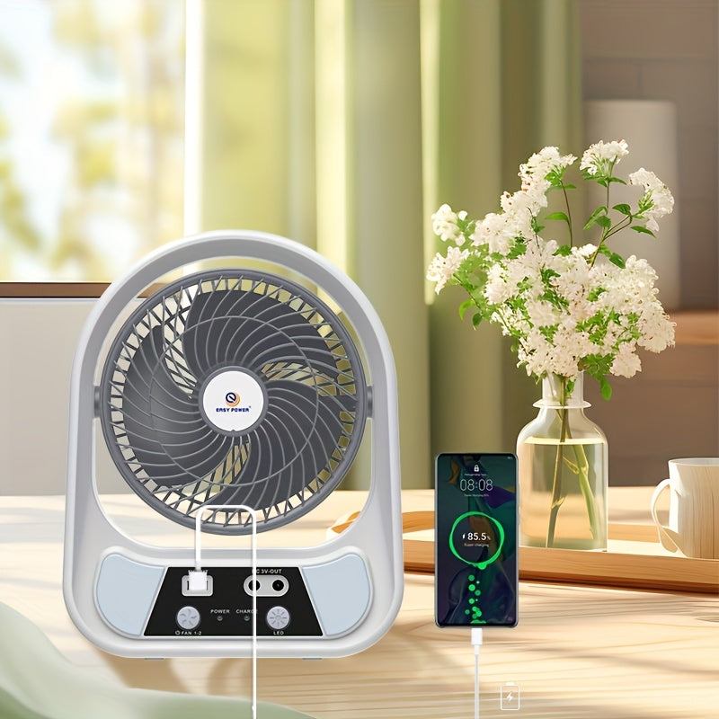 Portable Solar-Powered Fan and Night Light – Multifunctional and Rechargeable
