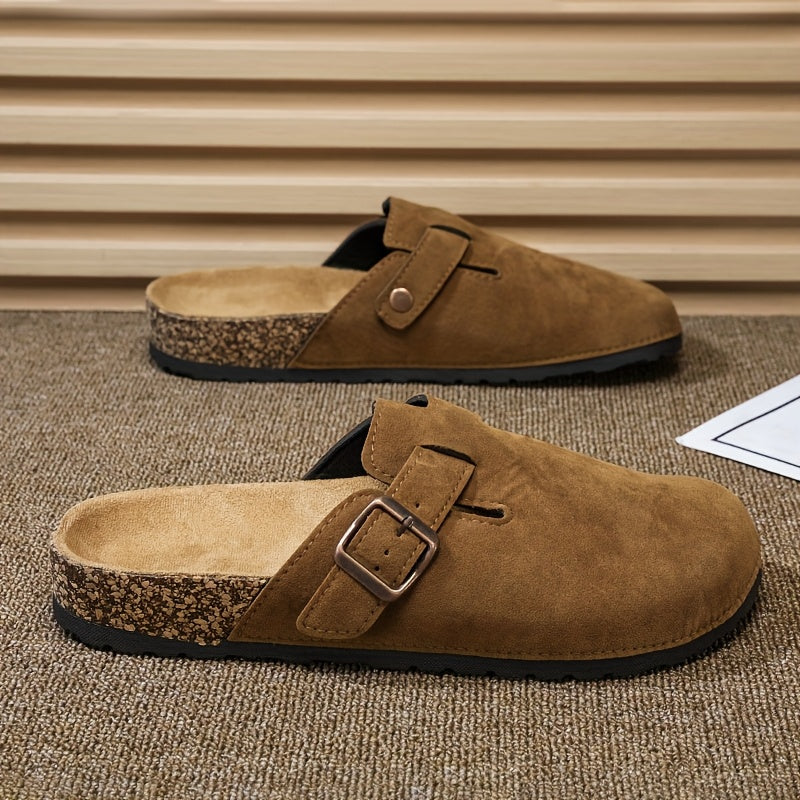 Unisex Slip-on Faux Suede Mules – Lightweight and Comfortable with Cork Sole