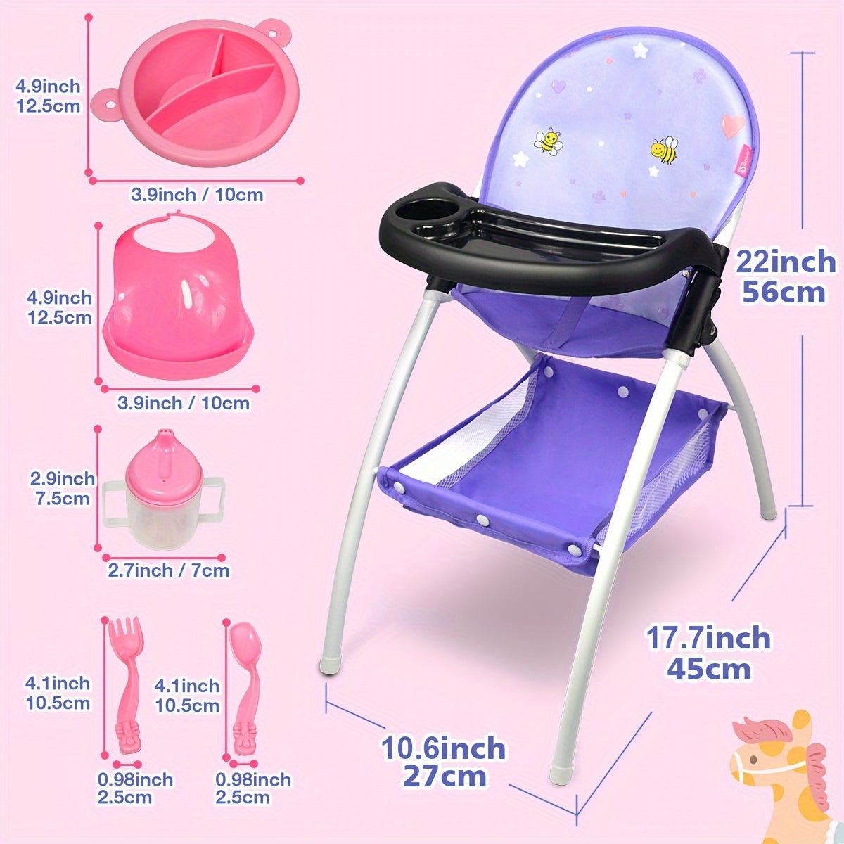Doll High Chair Toy - Perfect for Playful Meals