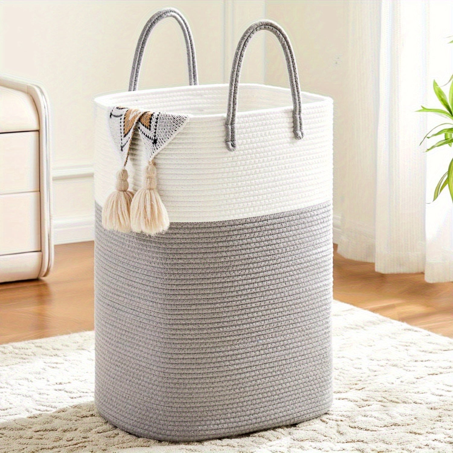 Extra Large Woven Laundry Basket - Space for All Your Things, Durable and Practical