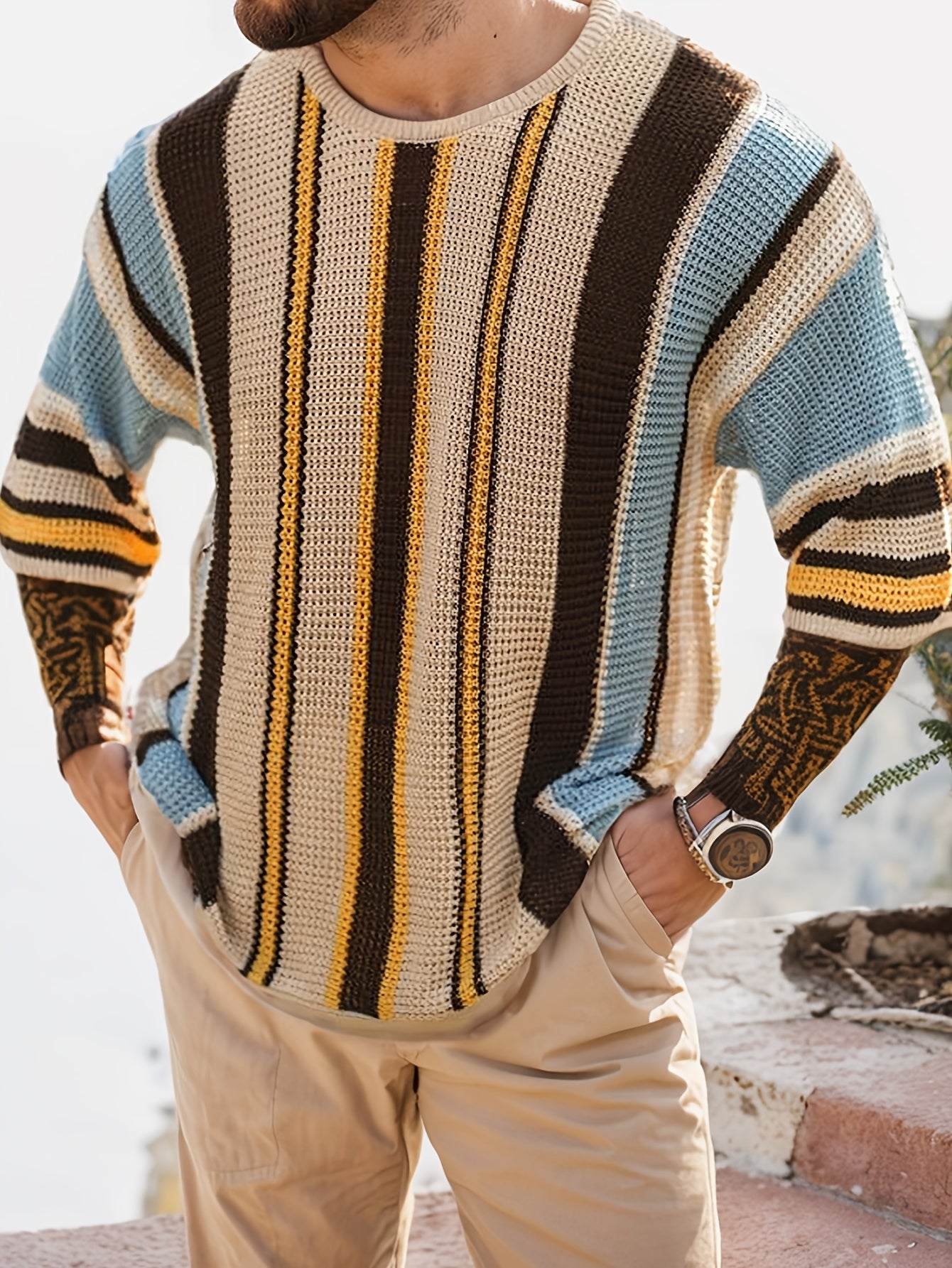 Casual Striped Knitted Sweater – Comfortable and Airy