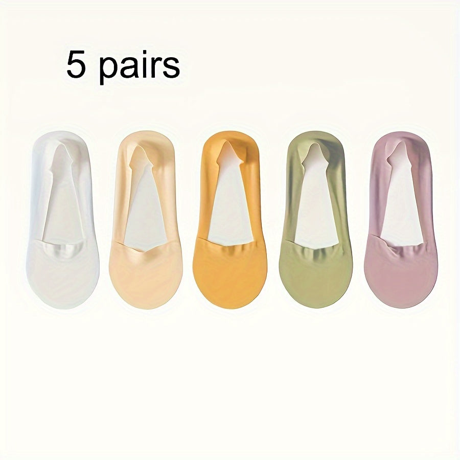 5 Pairs of Ice Silk Socks – Breathable and Non-Slip Invisible Socks for Women