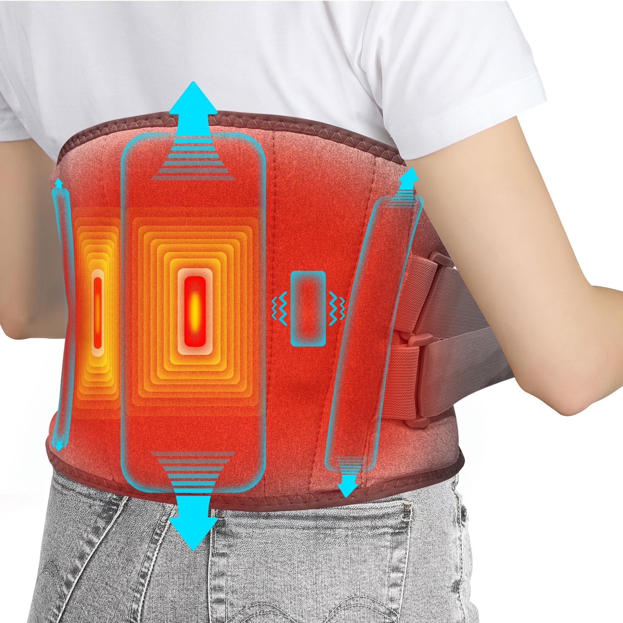 Wireless Heated Massage Belt for Back and Waist – 3 Adjustable Heat and Vibration Modes for Maximum Relaxation
