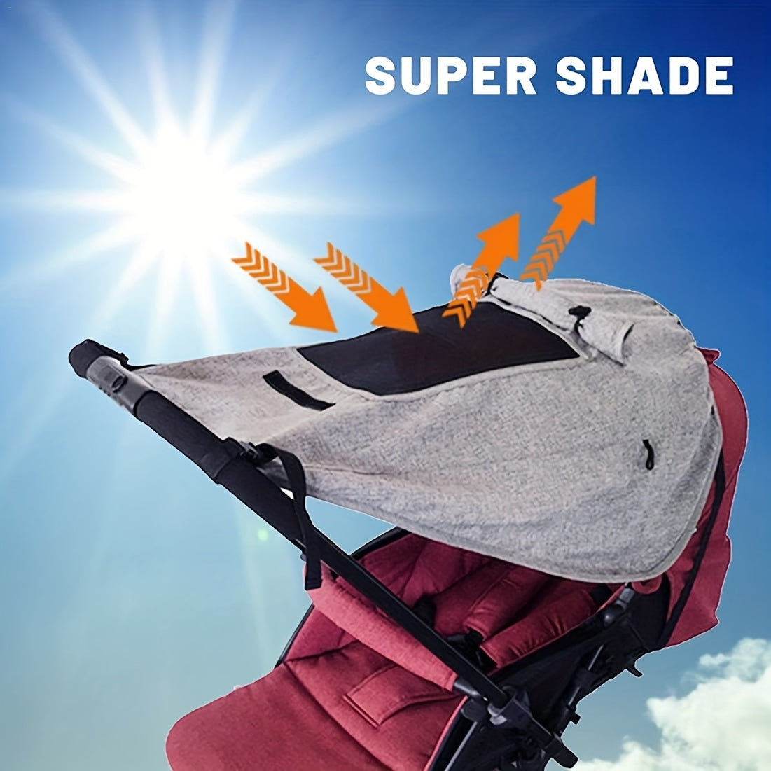 Foldable Sunshade for Stroller – UV Protection and Flexible Straps for Perfect Coverage