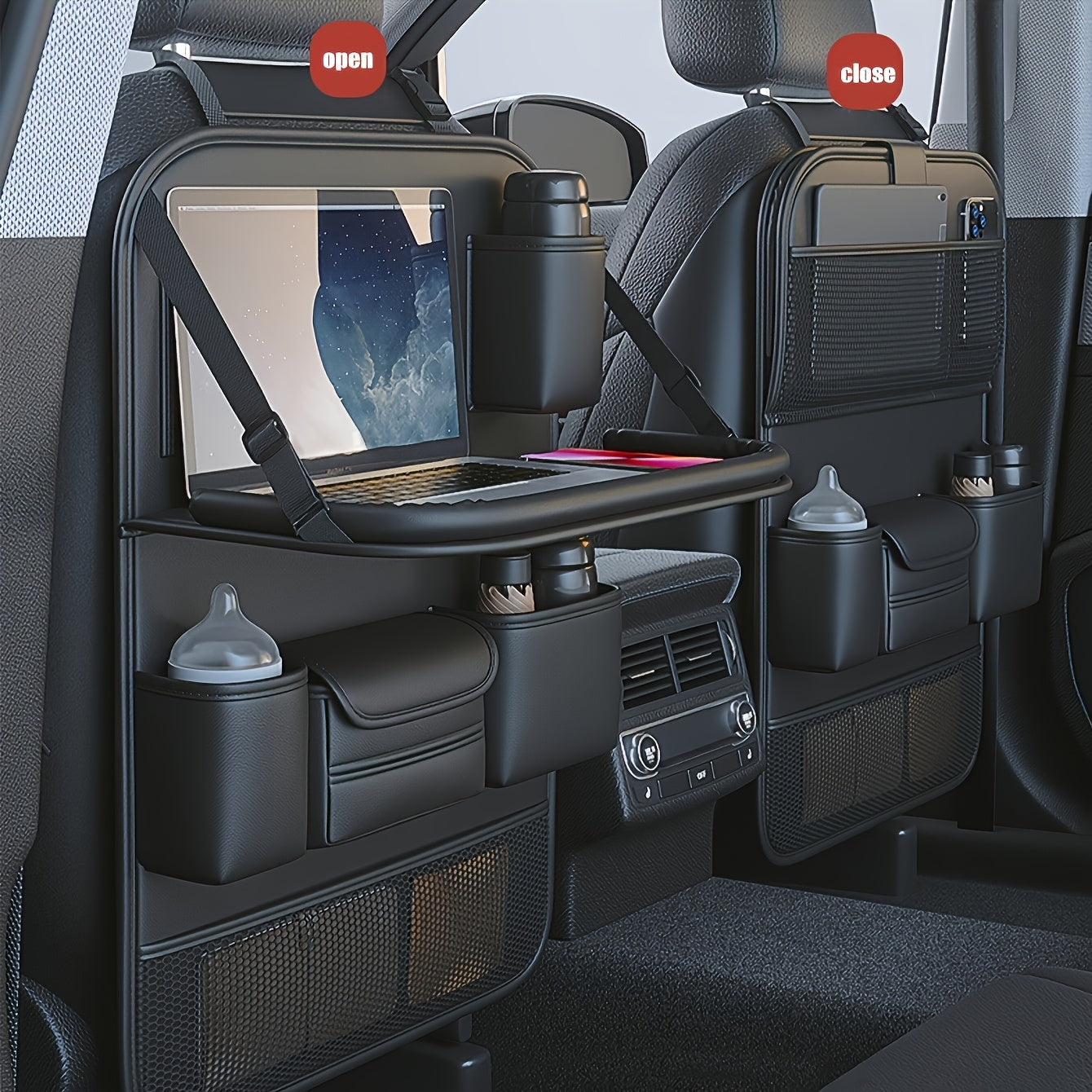 PU Leather Car Seat Back Organizer – Sleek and Functional