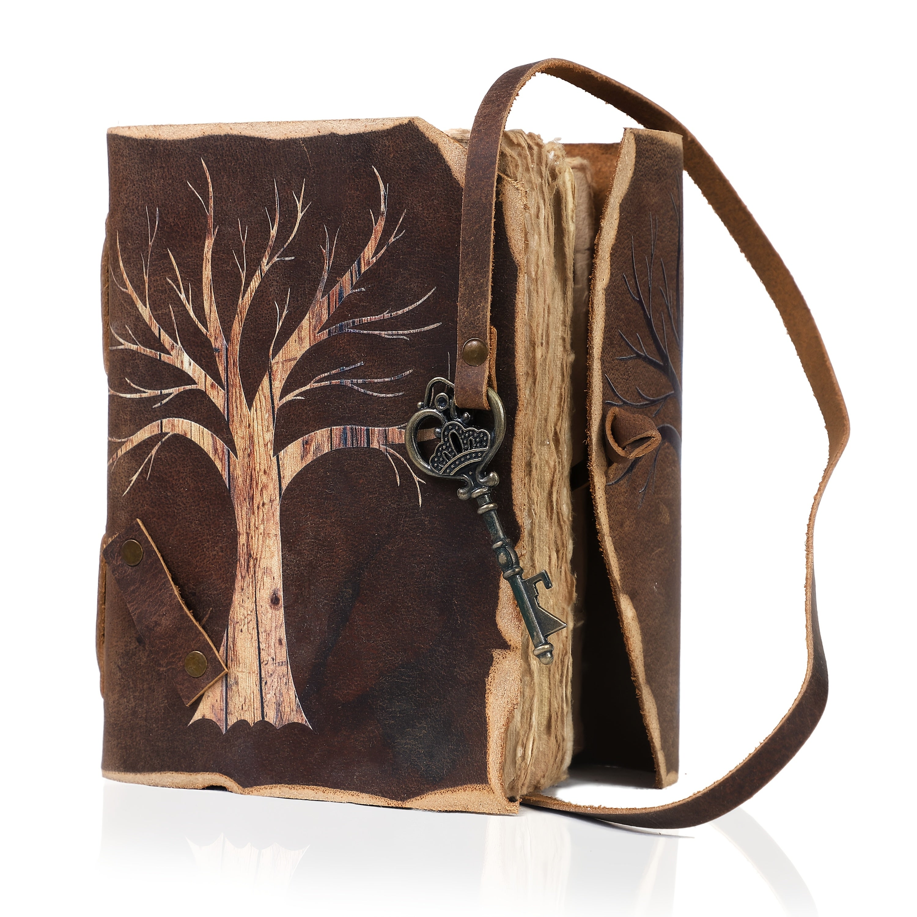 Handmade Vintage Notebook with Leather Look and Key Closure – For Creative Minds