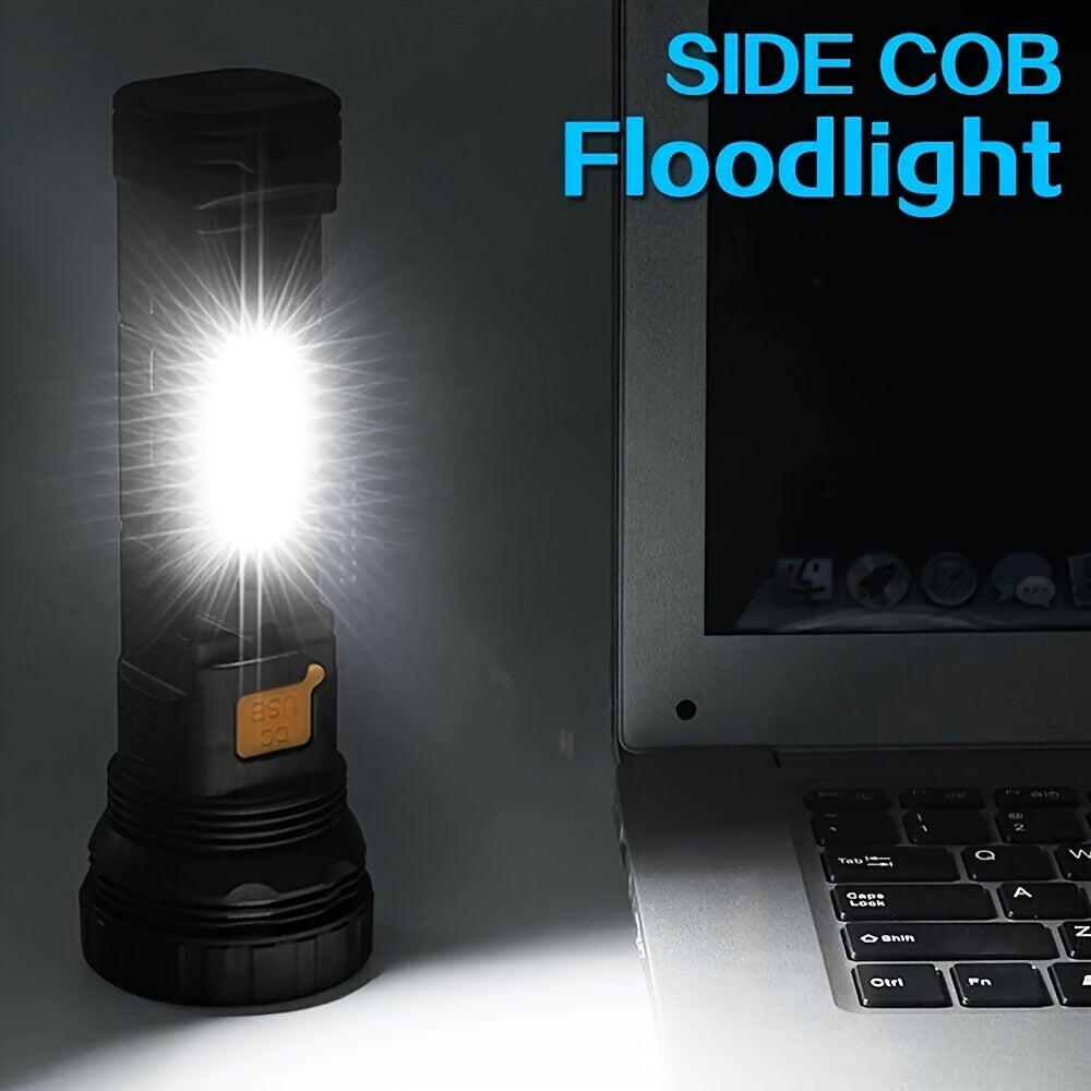 SolarBeam LED Flashlight - Rechargeable with Solar Panel & USB