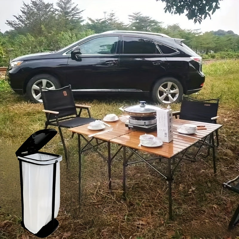 Adjustable Foldable Trash Bag Holder – Three-Piece Height Adjustable Stand for Home or Outdoor