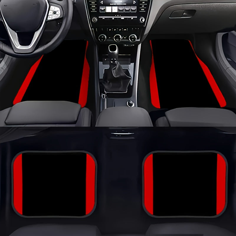 Polyester Floor Mats with Red Vertical Stripes – Non-Slip and Washable for Any Vehicle