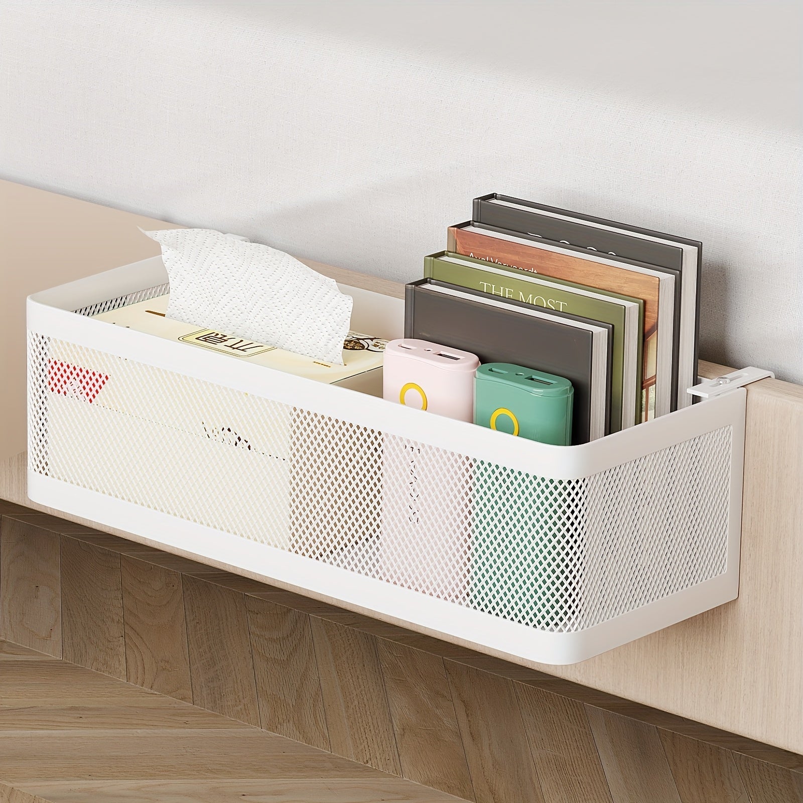 Adjustable Metal Storage Basket with Hooks - Convenient Solution for Organization