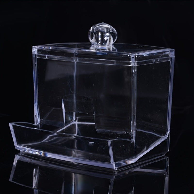 Acrylic Cotton Pad Holder with Bamboo Lid - Stylish Solution for Your Bathroom