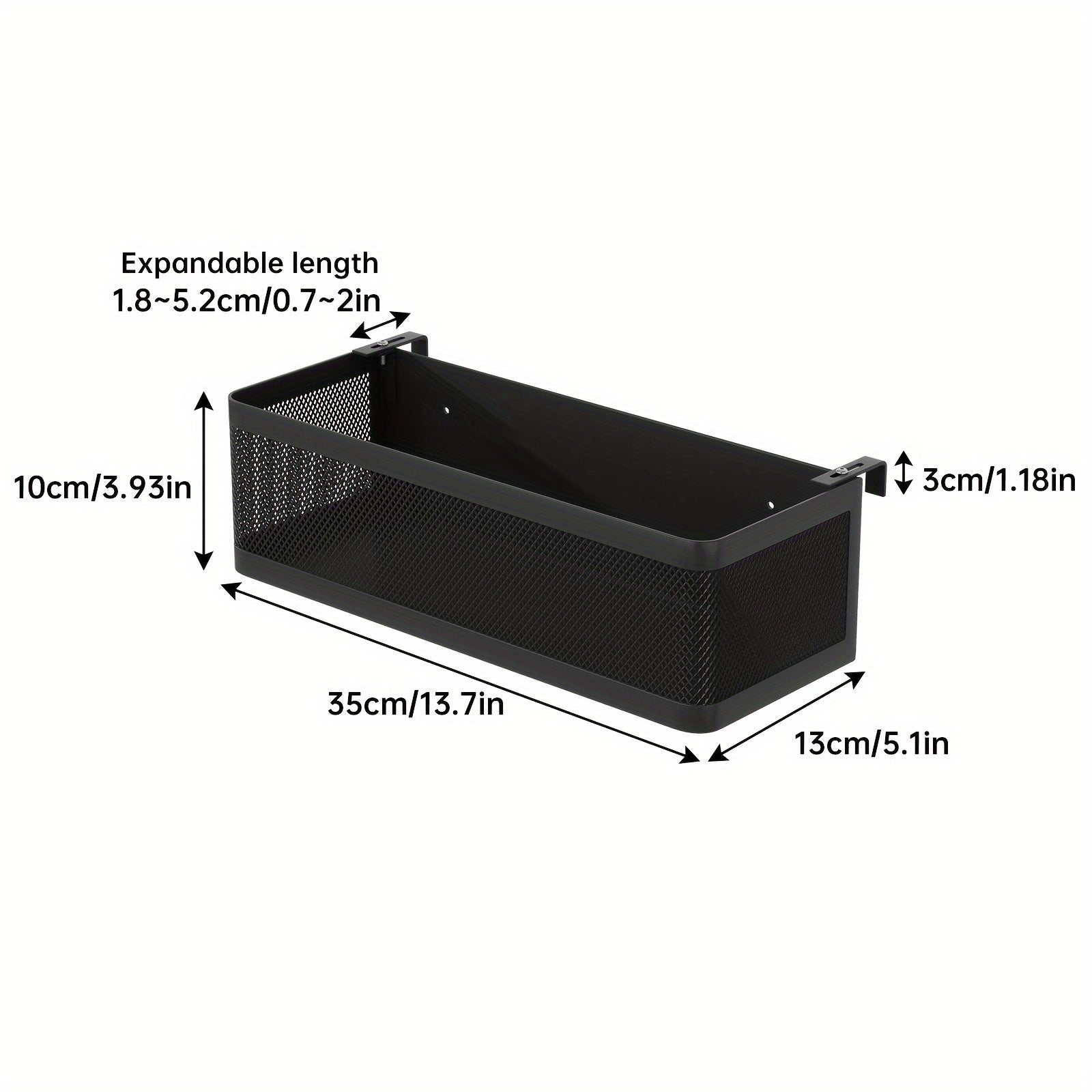Adjustable Metal Storage Basket with Hooks - Convenient Solution for Organization
