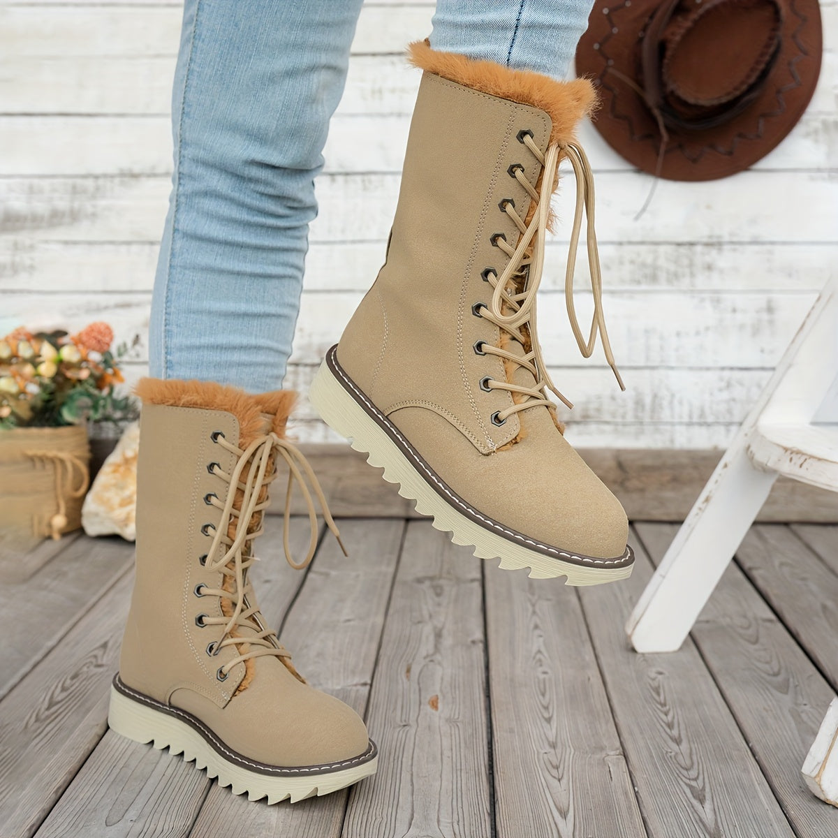Lieke Winter Boots with Laces - For Style and Warmth