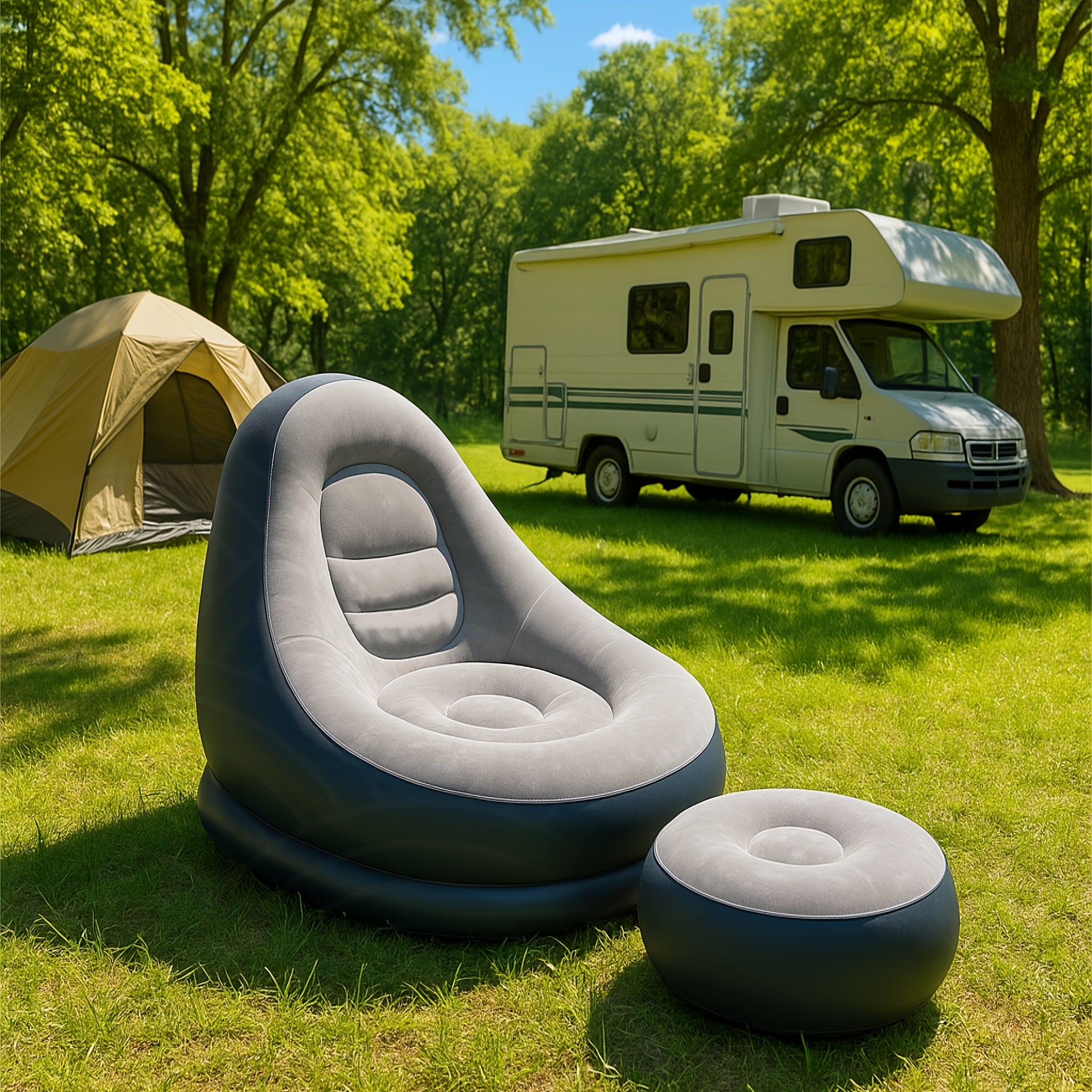 Inflatable Sofa Lounger with Footrest – Waterproof & Comfortable