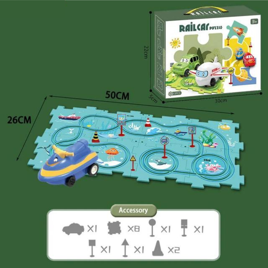 Puzzle Race Track Playset - Endless Building and Driving Fun