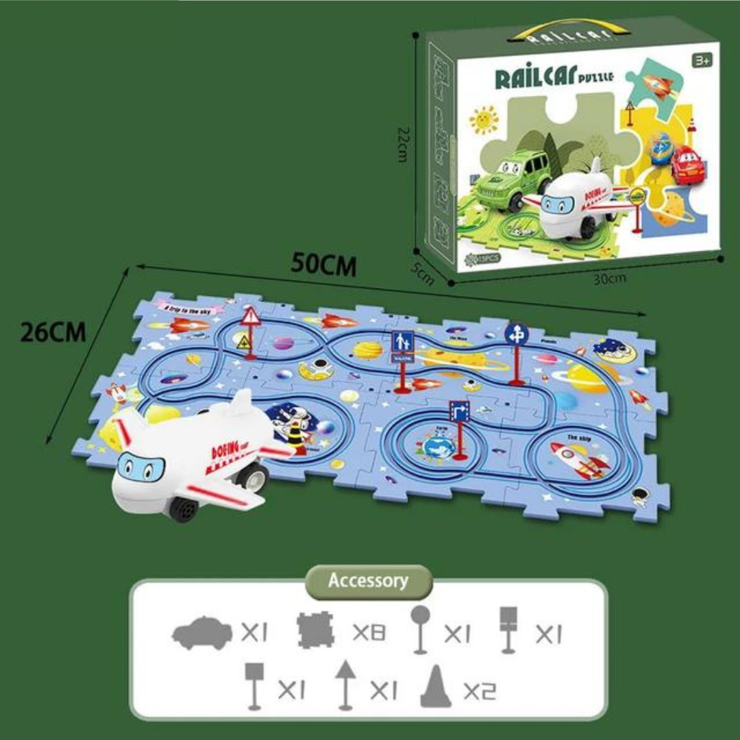 Puzzle Race Track Playset - Endless Building and Driving Fun