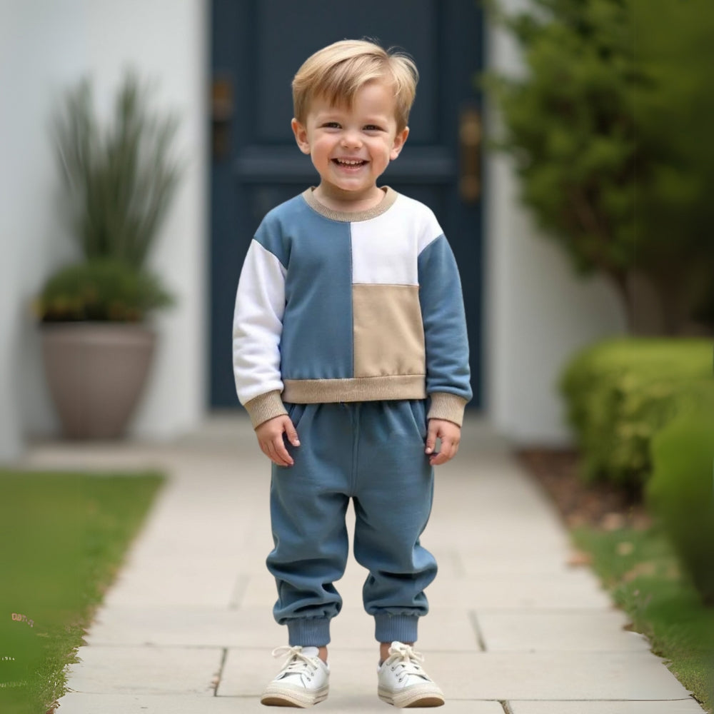 Trendy Boys Tracksuit – Comfortable Colour Block Design